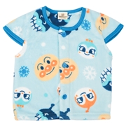 [ベビー]あったかフリース総柄ベスト　アンパンマン　サックス