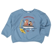 [ベビー]長袖　トレーナー　テープモチーフ　ブルー