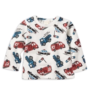 [ベビー]長袖　トレーナー　総柄　レッド