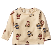 [ベビー]長袖　トレーナー　総柄　ベージュ