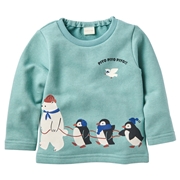 [ベビー]長袖　トレーナー　パネル　ブルー