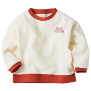 [キッズ]長袖　トレーナー　ワンポイント刺しゅう　アイボリー