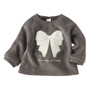 [ベビー]長袖　トレーナー　アップリケ刺しゅう　チャコールグレー