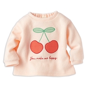 [ベビー]長袖　トレーナー　アップリケ刺しゅう　ピンク