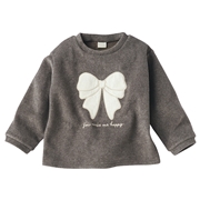 [キッズ]長袖　トレーナー　アップリケ刺しゅう　チャコールグレー