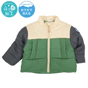 [ベビー]中綿ジャケットタフタ切替　グリーン