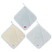 ガーゼループ付きタオル３Ｐ２６　ハーモナイズ　ＢＬ　２７ｘ２７ｃｍ