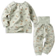 [キッズ]お着替え応援　長袖パジャマ　かぶり　アニマル　グリーン