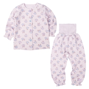 [キッズ]お着替え応援　長袖パジャマ　前開き　プリンセス　パープル