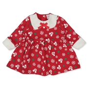 [キッズ]ディズニー 総柄ワンピース クリスマス レッド