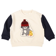 [ベビー]長袖トレーナー　ニットモチーフ　ネイビー