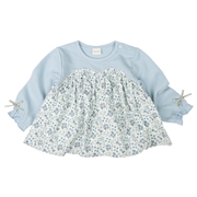 [ベビー]長袖トレーナー素材切替　ブルー