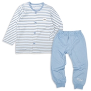 [キッズ]長袖パジャマ　ボーダーパトカー サックス