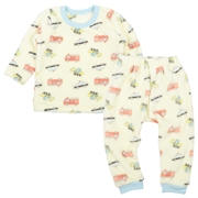 [ベビー]長袖　パジャマ　フリース　くるま アイボリー