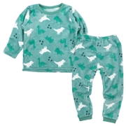 [キッズ]長袖　パジャマ　フリース　恐竜 グリーン