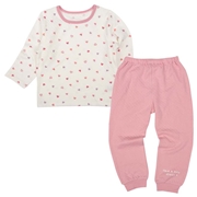 [キッズ]長袖パジャマキルト　ハート ピンク