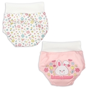 ６層トレーニングパンツ　リブ付き　２枚組　うさぎ ピンク