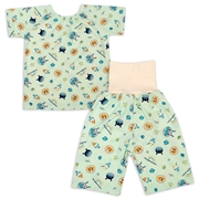 [ベビー]お着替え応援　半袖パジャマ　アンパンマン　サックス