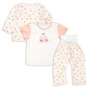 [ベビー]2トップ半袖・長袖パジャマ腹巻付　ねこ