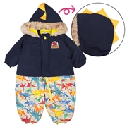 [ベビー]２５ＪＪオックス恐竜柄ダルマコンビ　ネイビー