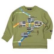 [ベビー]２５ＨＨ裏毛ＪＲ路線図トレーナー グリーン