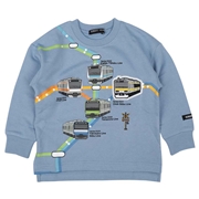 [ベビー]２５ＨＨ裏毛ＪＲ路線図トレーナー サックス