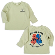 [ベビー]長袖Tシャツ　バックプリント　キミドリ