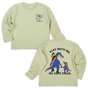 [キッズ]長袖Tシャツ　バックプリント　キミドリ