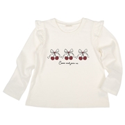 [キッズ]長袖Tシャツ　パネルプリント　オフホワイト