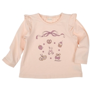 [ベビー]長袖Tシャツ　パネルプリント　ピンク