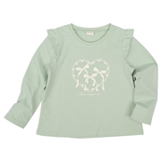 [キッズ]長袖Tシャツ　パネルプリント　ペパーミント