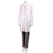 [両脇授乳口付]ママとお腹の赤ちゃんにやさしい長袖パジャマ　チューリップ　オフホワイト