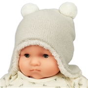 [42~48cm]やわらかウィンター帽　耳付き　裏ボア　グレー