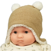 [42~48cm]やわらかウィンター帽　耳付き　裏ボア　ベージュ