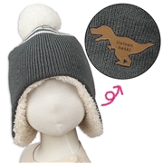 [48~54cm]ウィンター帽　恐竜ネーム　裏ボアグレー