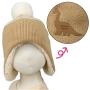 [48~54cm]ウィンター帽　恐竜ネーム　裏ボアベージュ