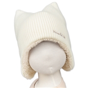[48~54cm]ウィンター帽　耳付き　裏ボア　オフホワイト