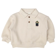 [ベビー]長袖トレーナー衿付き　ワッフル　アイボリー