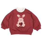 [ベビー]長袖トレーナー胸モチーフ　レッド