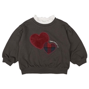 [キッズ]長袖トレーナー胸モチーフ　チャコールグレー