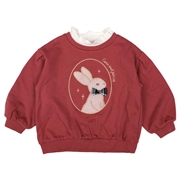 [キッズ]長袖トレーナー胸モチーフ　レッド