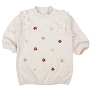 [ベビー]長袖ワンピース花刺しゅう　アイボリー