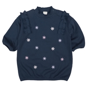 [ベビー]長袖ワンピース花刺しゅう　ネイビー