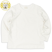[キッズ]いつものＴシャツ　長袖　天竺素材　オフホワイト