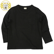 [キッズ]いつものＴシャツ　長袖　天竺素材　ブラック