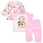 [キッズ]長袖・半袖２トップスパジャマ　アンパンマン　ピンク