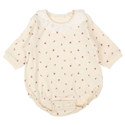 長袖　アウターロンパース　総柄　ワッフル　アイボリー