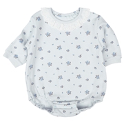 長袖　アウターロンパース　総柄　ワッフル　サックス