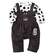 オーバーオール＋Ｔシャツセット　アニマル　チャコールグレー