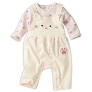 オーバーオール＋Ｔシャツセット　アニマル　アイボリー